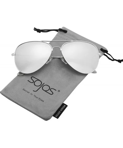 Classic Aviator Polarized Sunglasses Mirrored UV400 Lens SJ1054 - C2 Silver Frame/Silver Mirrored Lens - CL17YDMYHO0 $19.69 S...