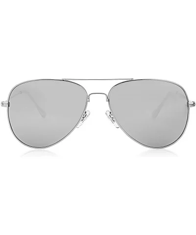 Classic Aviator Polarized Sunglasses Mirrored UV400 Lens SJ1054 - C2 Silver Frame/Silver Mirrored Lens - CL17YDMYHO0 $19.69 S...