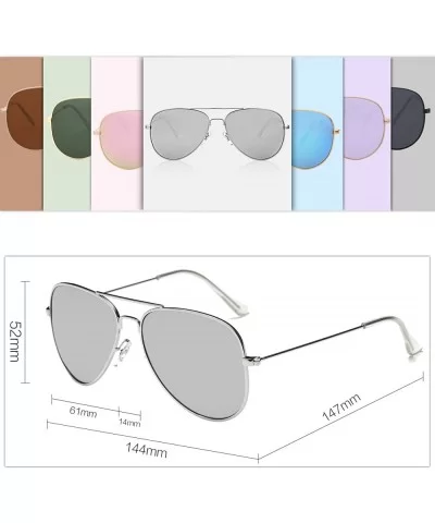 Classic Aviator Polarized Sunglasses Mirrored UV400 Lens SJ1054 - C2 Silver Frame/Silver Mirrored Lens - CL17YDMYHO0 $19.69 S...