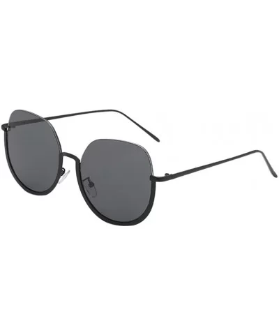 UV Protection Sunglasses for Women Men Semi-rimless frame Round Acrylic Lens Plastic Frame Sunglass - Blck - CF19037E6EO $17....