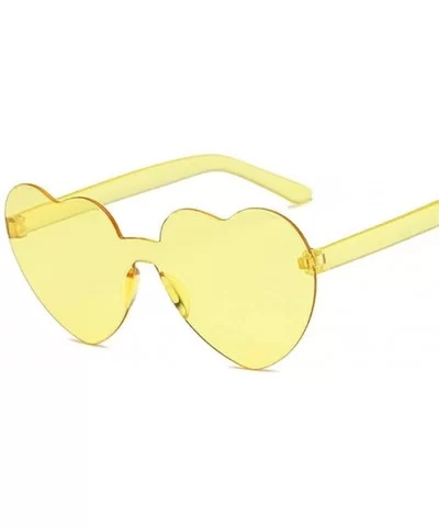 Cute Sexy Retro Love Heart Rimless Sunglasses Women Luxury Sun Glasses Female Eyewear Candy Color - Double Brown - C3198U5RU9...