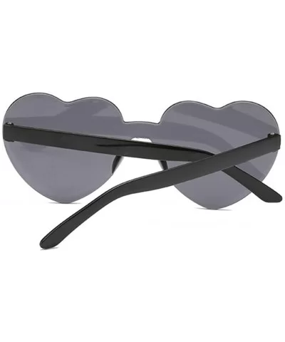 Cute Sexy Retro Love Heart Rimless Sunglasses Women Luxury Sun Glasses Female Eyewear Candy Color - Double Brown - C3198U5RU9...