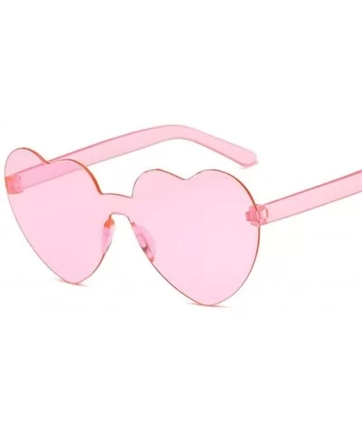 Cute Sexy Retro Love Heart Rimless Sunglasses Women Luxury Sun Glasses Female Eyewear Candy Color - Double Brown - C3198U5RU9...