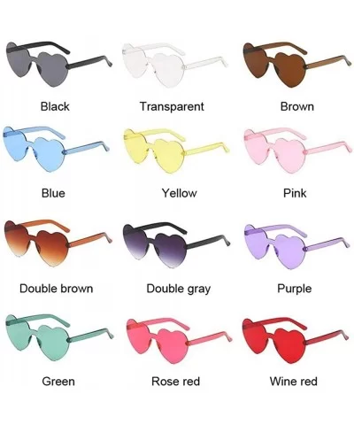 Cute Sexy Retro Love Heart Rimless Sunglasses Women Luxury Sun Glasses Female Eyewear Candy Color - Double Brown - C3198U5RU9...