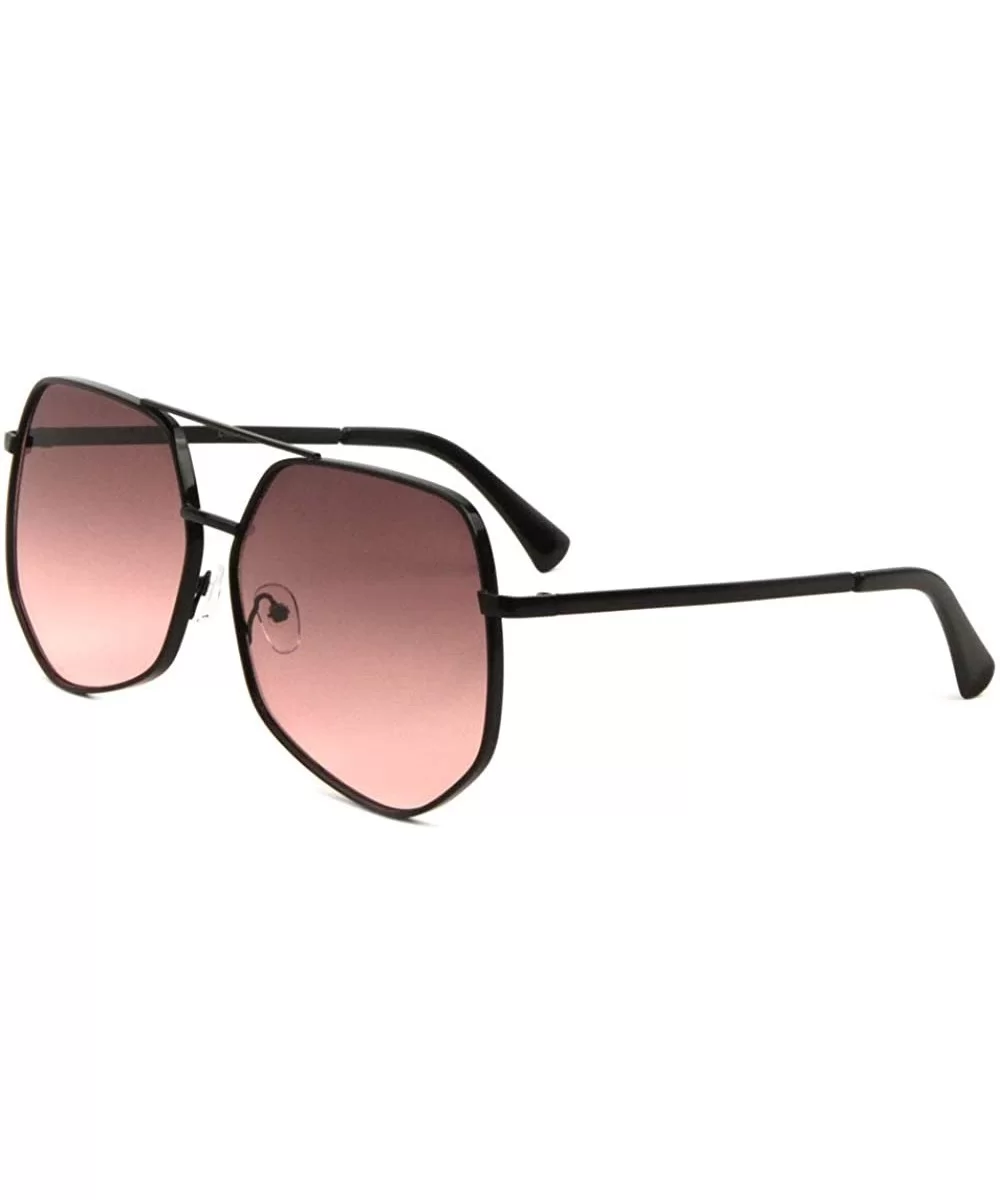 Oceanic Color Flat Lens Modern Geometric Aviator Sunglasses - Smoke Pink - CK190EOQO3C $21.78 Aviator