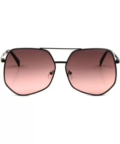 Oceanic Color Flat Lens Modern Geometric Aviator Sunglasses - Smoke Pink - CK190EOQO3C $21.78 Aviator