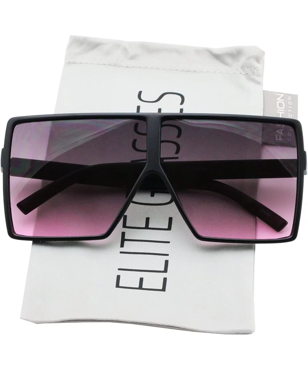 Oversized Exaggerated Flat Top Huge SHIELD Square Sunglasses Colorful Lenses Fashion Sunglasses - CS18EG7R6L5 $21.26 Square