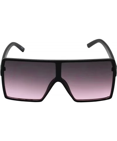 Oversized Exaggerated Flat Top Huge SHIELD Square Sunglasses Colorful Lenses Fashion Sunglasses - CS18EG7R6L5 $21.26 Square