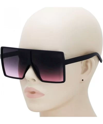 Oversized Exaggerated Flat Top Huge SHIELD Square Sunglasses Colorful Lenses Fashion Sunglasses - CS18EG7R6L5 $21.26 Square