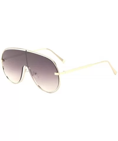 Separate Rim One Piece Flat Shield Sunglasses - Smoke - CQ1988EH0TQ $19.99 Shield