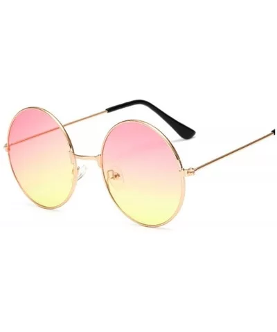 Retro Small Round Sunglasses Women Vintage Shades Black Metal Sun Glasses Fashion Lunette - Pink Yellow - CX197Y7EN57 $42.31 ...