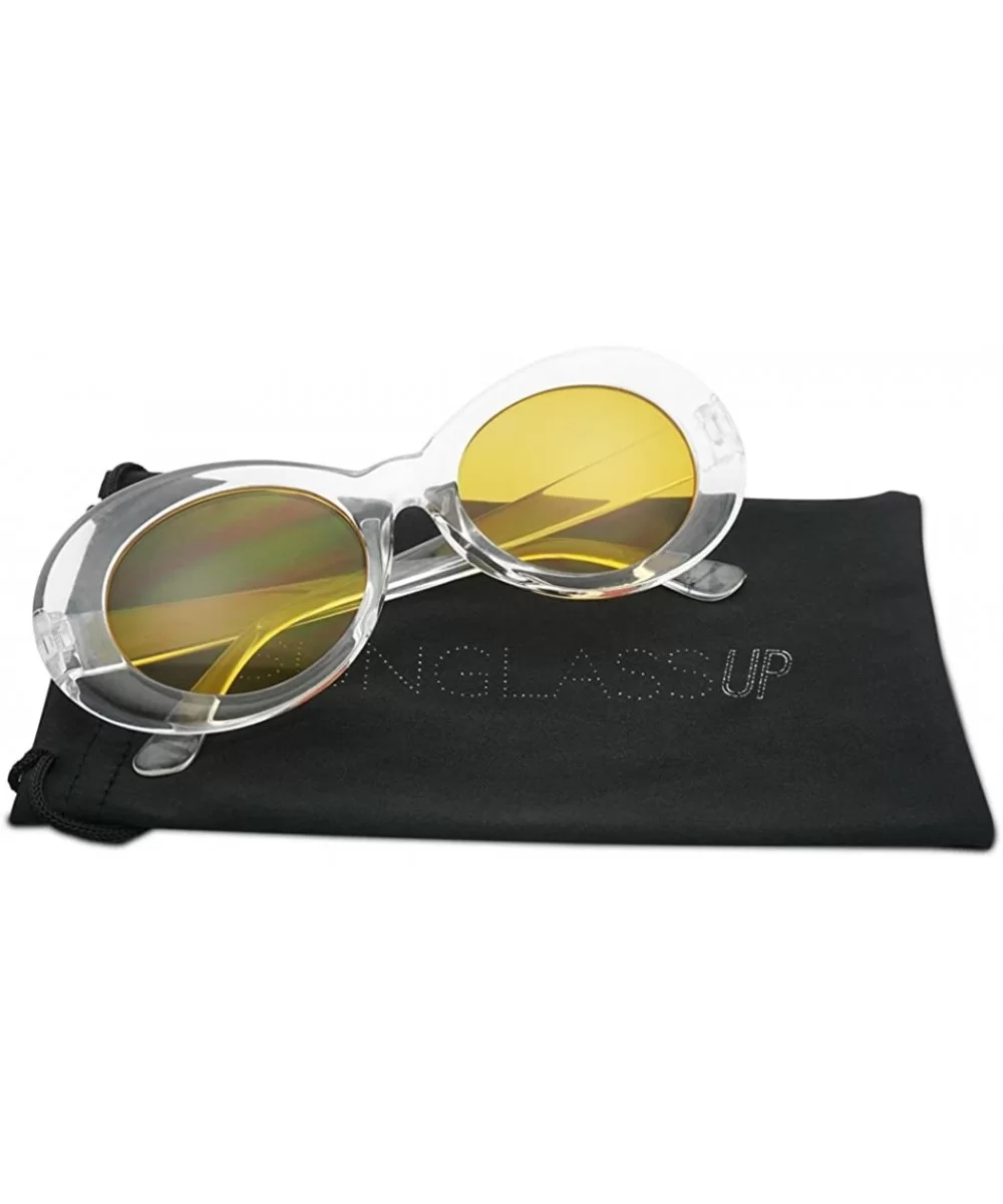 Oval Translucent Colorful Clout Goggles Frame Retro Color Transparent Neutral Lens Sun Glasses - Transparent - CF188LK4Z65 $1...