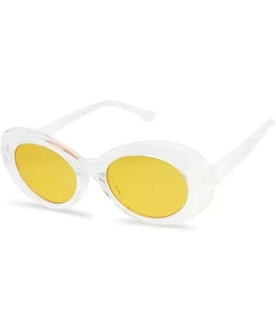 Oval Translucent Colorful Clout Goggles Frame Retro Color Transparent Neutral Lens Sun Glasses - Transparent - CF188LK4Z65 $1...