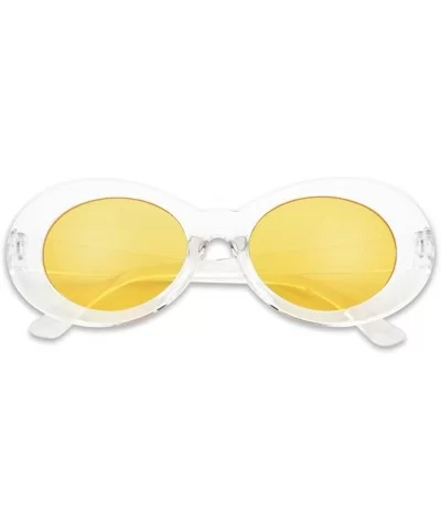 Oval Translucent Colorful Clout Goggles Frame Retro Color Transparent Neutral Lens Sun Glasses - Transparent - CF188LK4Z65 $1...