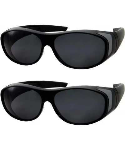 Polarized Sunglasses Wear Over Prescription Glasses (2 pcs) - 2 Pairs Black - CW12FYWQLPN $28.70 Oval