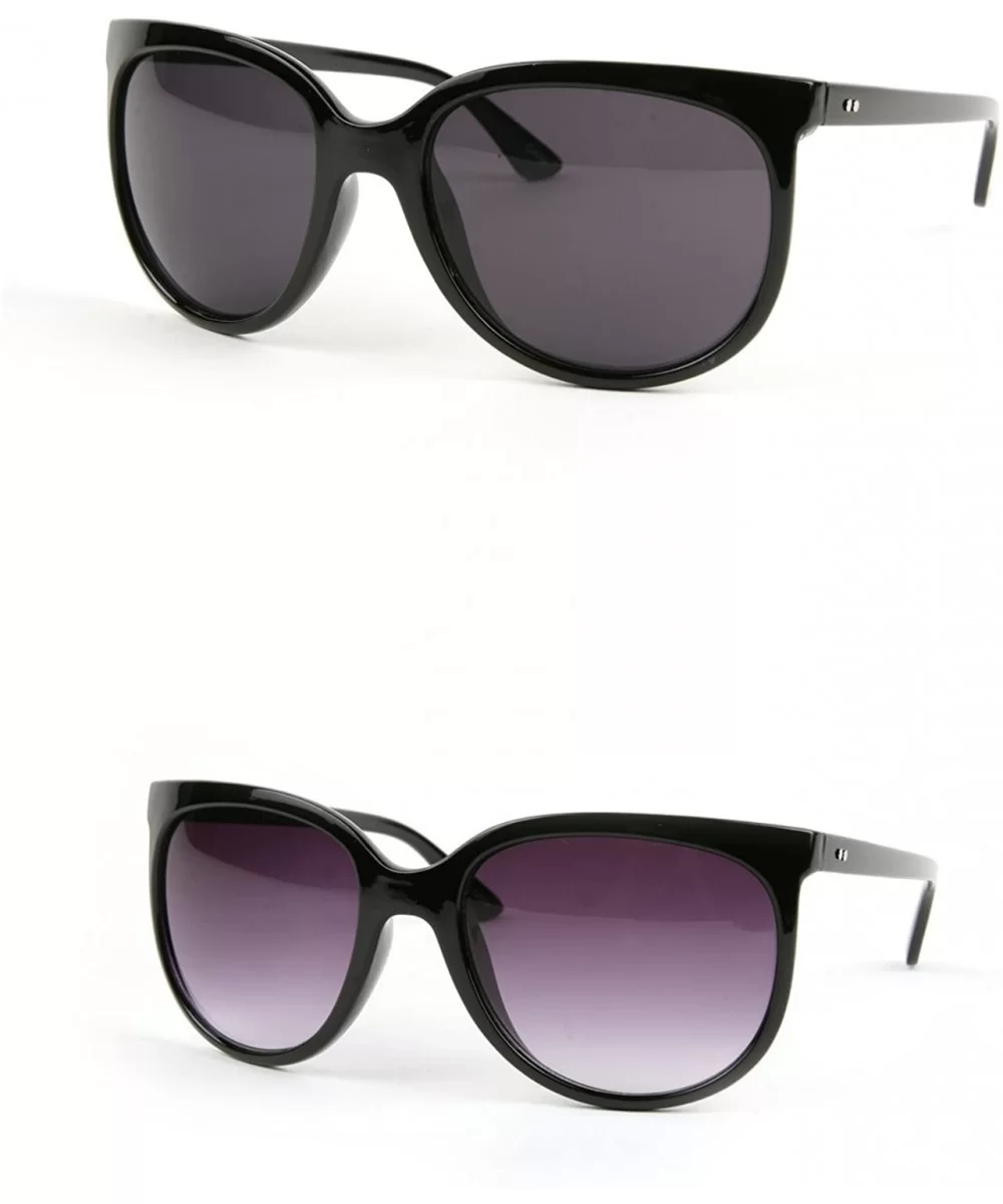 Fashion Wayfarer Round style Vintage Sunglasses P2091 - 2 Pcs Black-smoke & Black-gradientsmoke - CI11W9RQF9T $33.74 Round