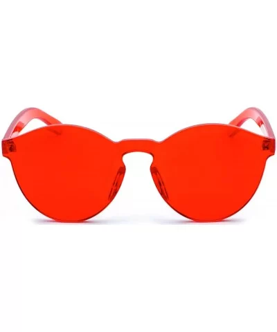 One Piece Rimless Sunglasses Transparent Colorful Tinted Eyewear - Red - CR18TRA8HYI $13.98 Rimless