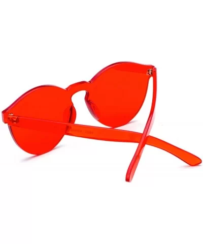 One Piece Rimless Sunglasses Transparent Colorful Tinted Eyewear - Red - CR18TRA8HYI $13.98 Rimless