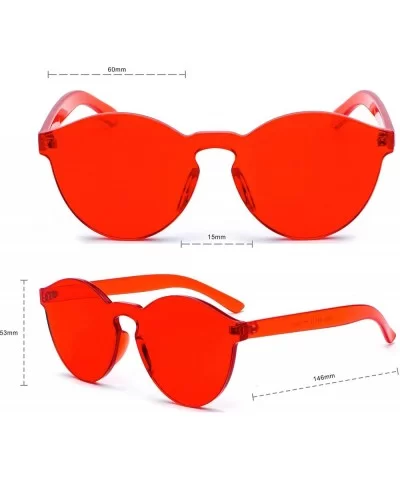 One Piece Rimless Sunglasses Transparent Colorful Tinted Eyewear - Red - CR18TRA8HYI $13.98 Rimless