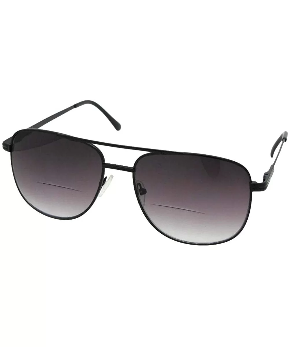 Square Aviator Bifocal Sunglasses B48 - Black Frame-gray Lenses - CN18906LROG $21.57 Aviator