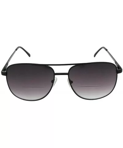 Square Aviator Bifocal Sunglasses B48 - Black Frame-gray Lenses - CN18906LROG $21.57 Aviator