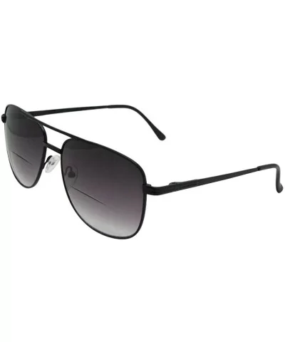 Square Aviator Bifocal Sunglasses B48 - Black Frame-gray Lenses - CN18906LROG $21.57 Aviator