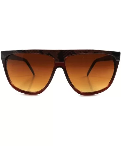 Vintage Style Snake Skin Pattern Mens Womens Flat Top Fashion Sunglasses - Dark Brown - CA1896EUSEM $17.50 Aviator