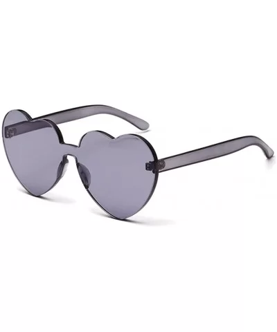 Love Heart Shape Sunglasses Women One Pieces Lens Rimless Sun Glasses For Women - Black - C218KQG0ZI3 $11.06 Rimless