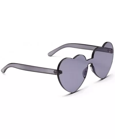 Love Heart Shape Sunglasses Women One Pieces Lens Rimless Sun Glasses For Women - Black - C218KQG0ZI3 $11.06 Rimless