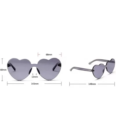 Love Heart Shape Sunglasses Women One Pieces Lens Rimless Sun Glasses For Women - Black - C218KQG0ZI3 $11.06 Rimless