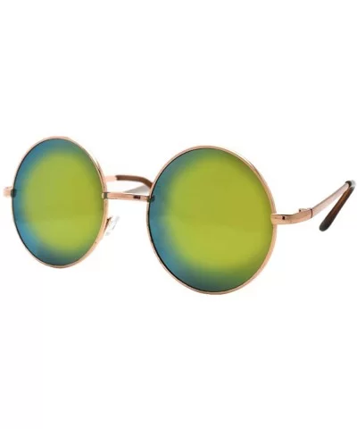 John Lennon 60's Vintage Round Hippie Sunglasses P2012 - Gold-greenmirror Lens - CP12GJFM9JB $13.86 Round