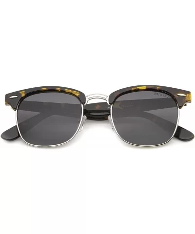 Polarized Lens Classic Half Frame Horn Rimmed Sunglasses 50mm - Tortoise-silver / Smoke Polarized - CP12N8WPFMM $14.40 Semi-r...