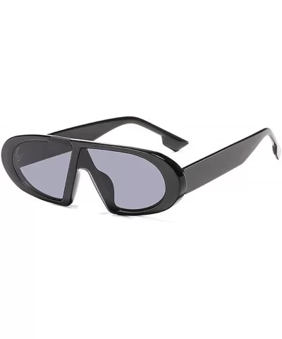 Vintage Small Oval Sunglasses Retro Trendy Plastic Frame - Black - CF194URG50N $14.51 Oval