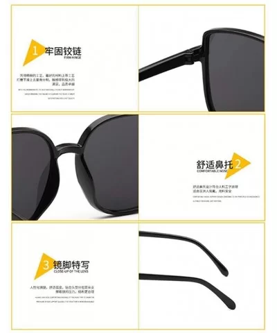 Square Sunglasses Female UV Protection Sunglasses Men Dazzling Color Film Toad Glasses (Black Black Gray) - CB190OC0OTC $8.76...