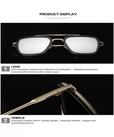 Ksone Retro Aviator Sunglasses Men Women Square Gold Metal Frame Aviation Tony Stark Vintage Sunglasses - 7 - C518SU4QKA9 $16...