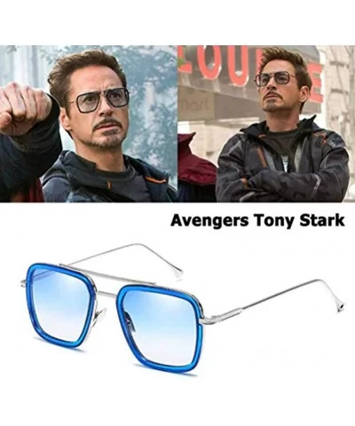 Ksone Retro Aviator Sunglasses Men Women Square Gold Metal Frame Aviation Tony Stark Vintage Sunglasses - 7 - C518SU4QKA9 $16...