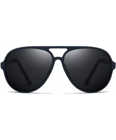 Men Sunglasses Retro Black Grey Drive Holiday Oval Polarized UV400 - Blue Grey - CZ18R83DOXM $13.51 Oval