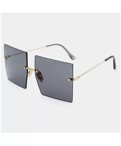 Frameless Oversized Sunglasses for Men and Women UV400 - C6 Gold Gray - CG198G8AR30 $18.23 Oversized
