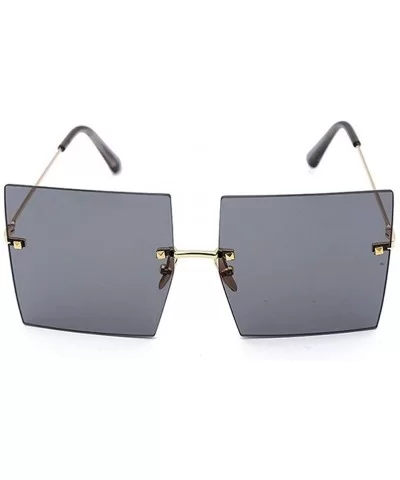 Frameless Oversized Sunglasses for Men and Women UV400 - C6 Gold Gray - CG198G8AR30 $18.23 Oversized