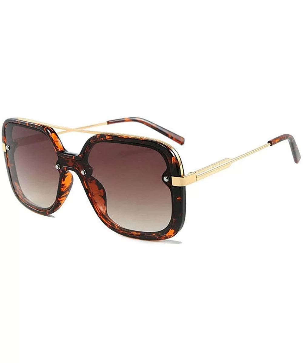 Vintage Leopard Tea Sunglasses for Women Square One-piece Large Frame Mens Goggle Sunshade Glasses UV400 - CK1937ONQ9I $20.40...