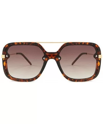 Vintage Leopard Tea Sunglasses for Women Square One-piece Large Frame Mens Goggle Sunshade Glasses UV400 - CK1937ONQ9I $20.40...