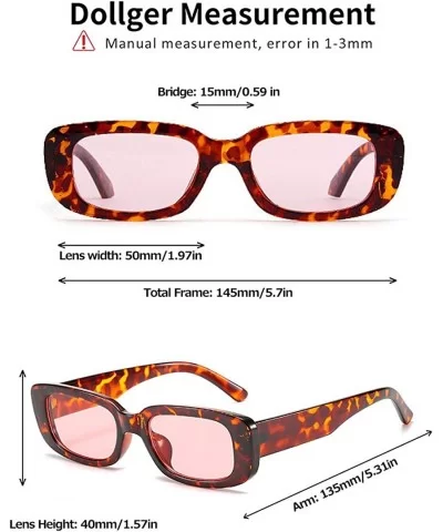 Rectangle Sunglasses for Women Retro Fashion Sunglasses UV 400 Protection Square Frame Eyewear - CX19C78Z8AH $18.08 Rectangular