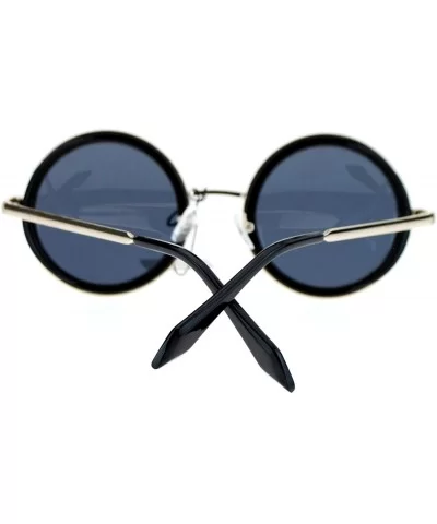 Circle Lens Steam Punk Wind Breaker Side Visor Round Retro Sunglasses - Gold Black - C111X59EZQP $13.05 Round