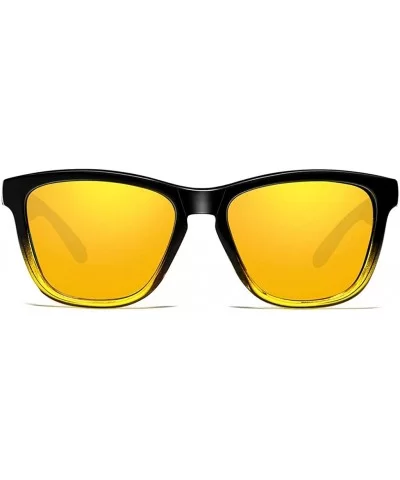 Sunglasses for Men and Women Classic Polarzied Composite Lens Square Driving Sun glasses - Gradient Black/Yellow - C6196XUU3C...