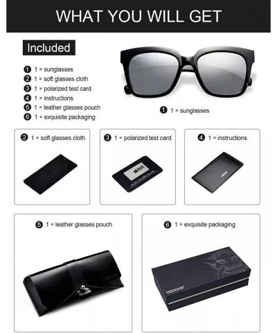 Vintage Square Sunglasses for Men Women Polarized UV Protection Acetate Frame Sunglass - Black Frame Silver Lens - CB18ELAEUA...