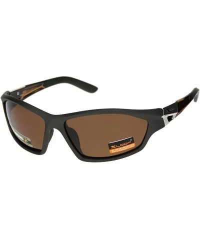 Polarized Lens Mens Xloop Sunglasses Sporty Oval Wrap Around Matted Frames - Brown (Brown) - C018A9KYEMX $17.20 Wrap