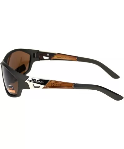 Polarized Lens Mens Xloop Sunglasses Sporty Oval Wrap Around Matted Frames - Brown (Brown) - C018A9KYEMX $17.20 Wrap