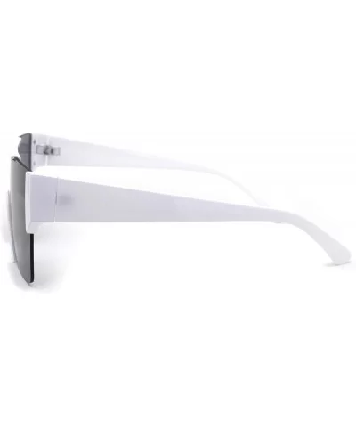 Mens 80s Chic Minimal Exposed Lens Shield Retro Fashion Sunglasses - White Black - CQ19603ARU6 $17.63 Shield