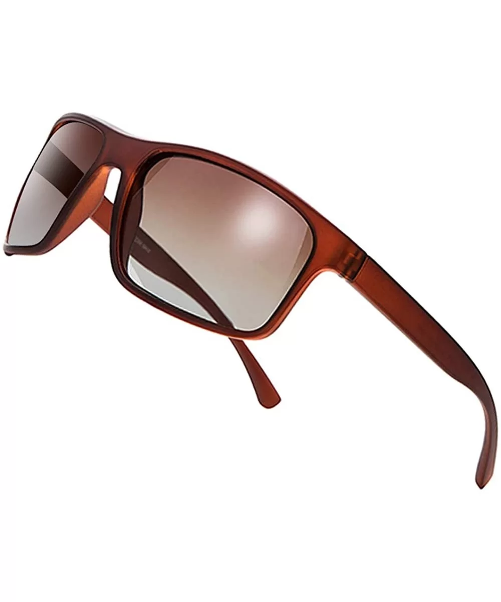 Men Polarized Sunglasses TR90 Outdoor Driving Sport Fashion Glasses - Brown Frame Gradient Brown Lens - CJ18ZCTROQR $15.57 Round