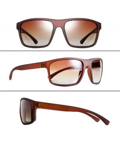 Men Polarized Sunglasses TR90 Outdoor Driving Sport Fashion Glasses - Brown Frame Gradient Brown Lens - CJ18ZCTROQR $15.57 Round